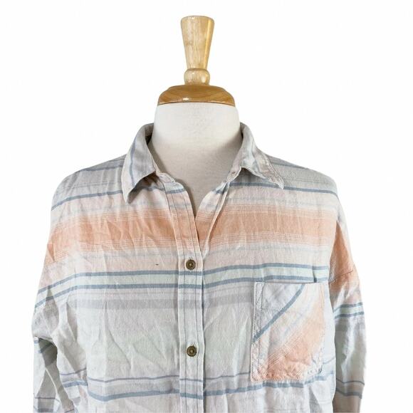 Prana Plaid Button Down Shirt Size Large‎ Women's Striped Longsleeve Gorpcore - Picture 5 of 6
